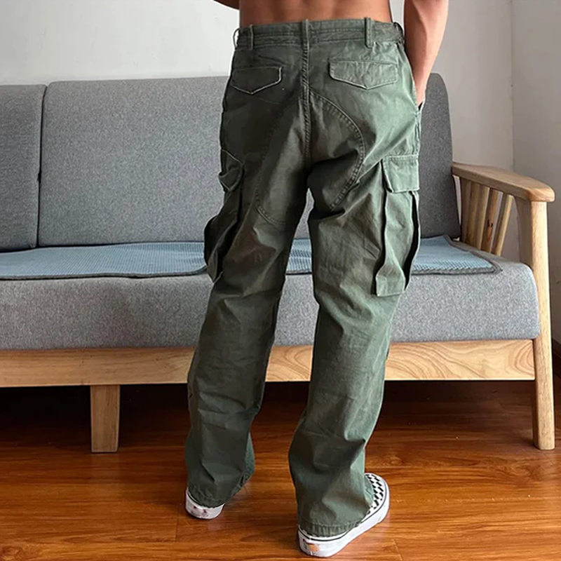 【24-hour shipping out】Men's Loose Large Pocket Wear-resistant Cargo Paratrooper Pants 35879567Z