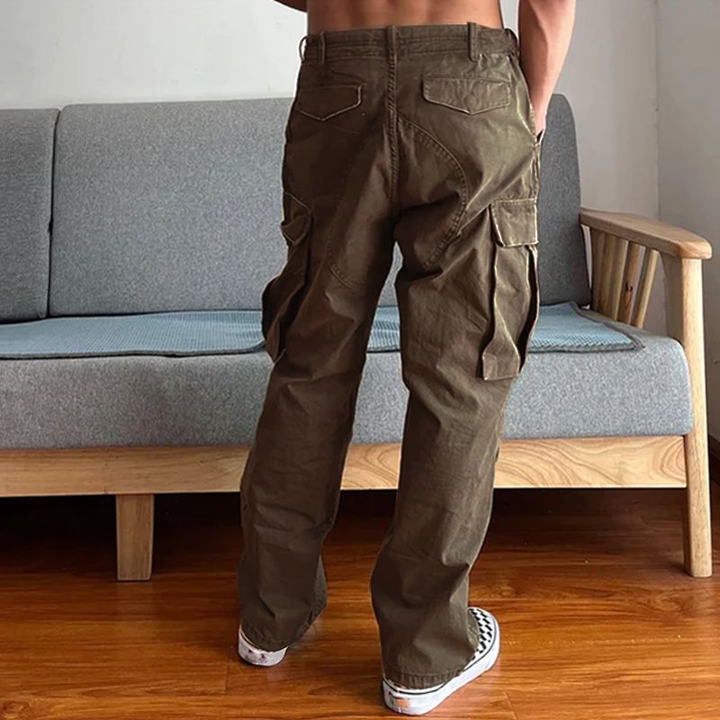 【24-hour shipping out】Men's Loose Large Pocket Wear-resistant Cargo Paratrooper Pants 35879567Z