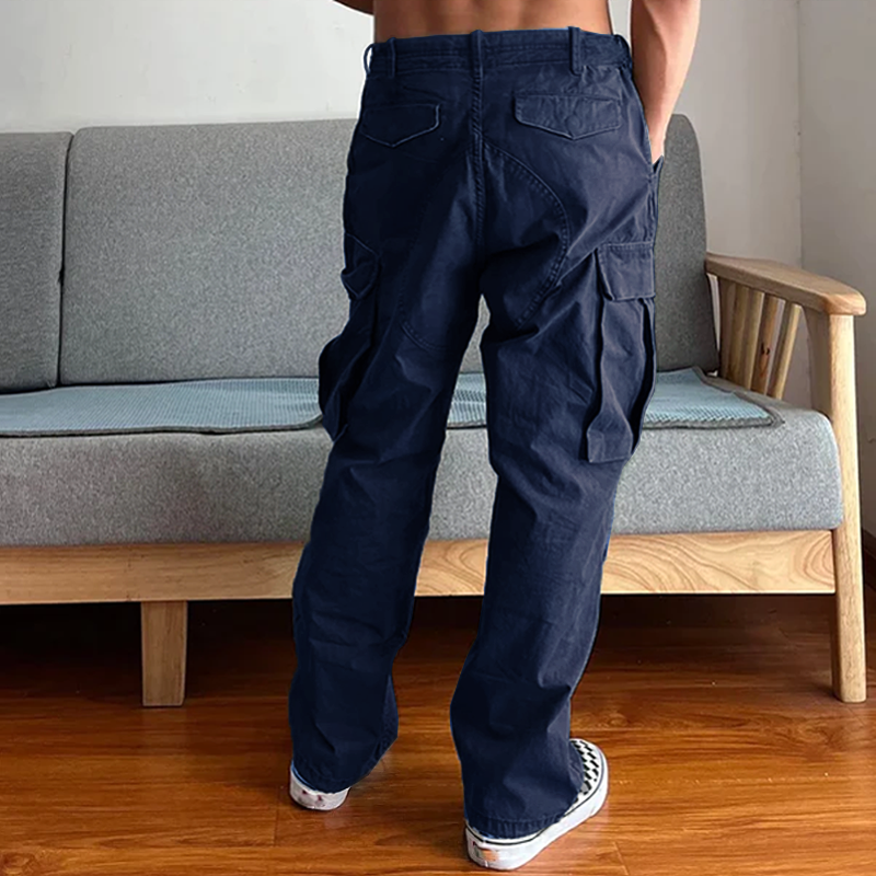 【24-hour shipping out】Men's Loose Large Pocket Wear-resistant Cargo Paratrooper Pants 35879567Z